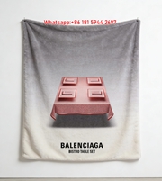 Balenciaga Bistro Table Set Print Flannel Sofa Throw Blanket Premium Couch Cover BA384
